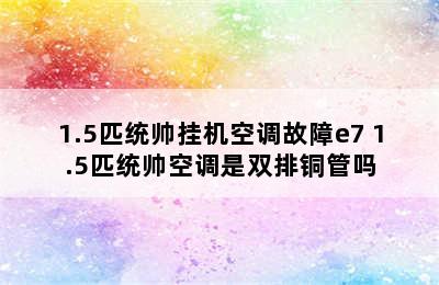 1.5匹统帅挂机空调故障e7 1.5匹统帅空调是双排铜管吗